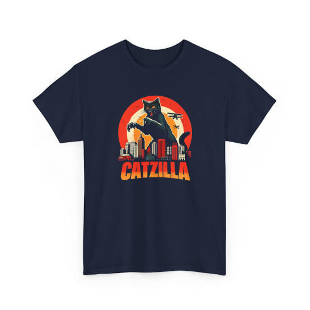 Catzilla T Shirt Funny Retro Monster Cat Tee